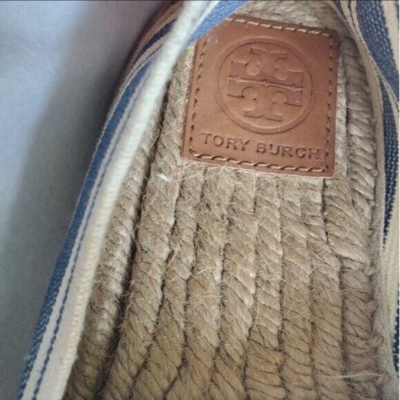 Tory Burch Canvas Cream and Brown Espadrilles Size 6 - Picture 7 of 9